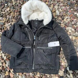 7 For All Mankind black thermal puff coat Size Medium New!